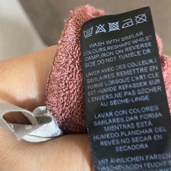 Asos Mauve Muted Pink Terry Jogger Casual Sweatpant Ankle Length Plus Size 14 - Picture 8 of 9